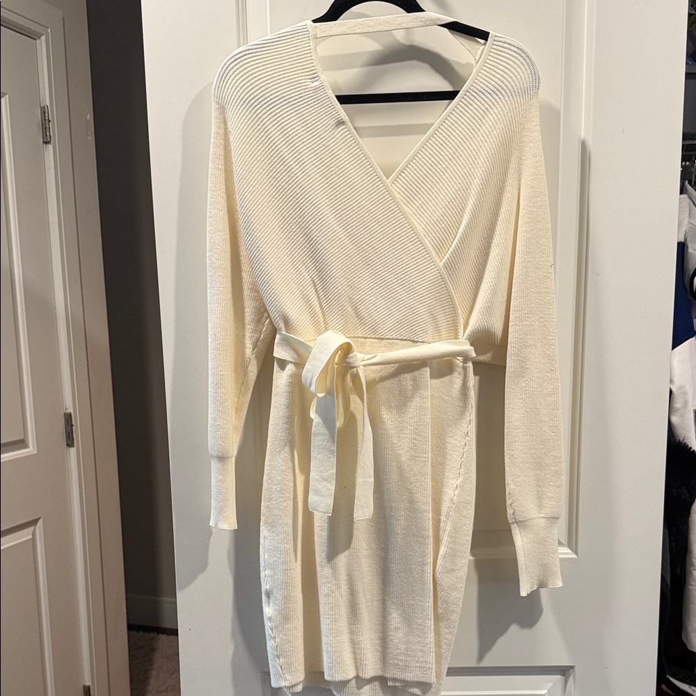 Elegant Cream Wrap dress